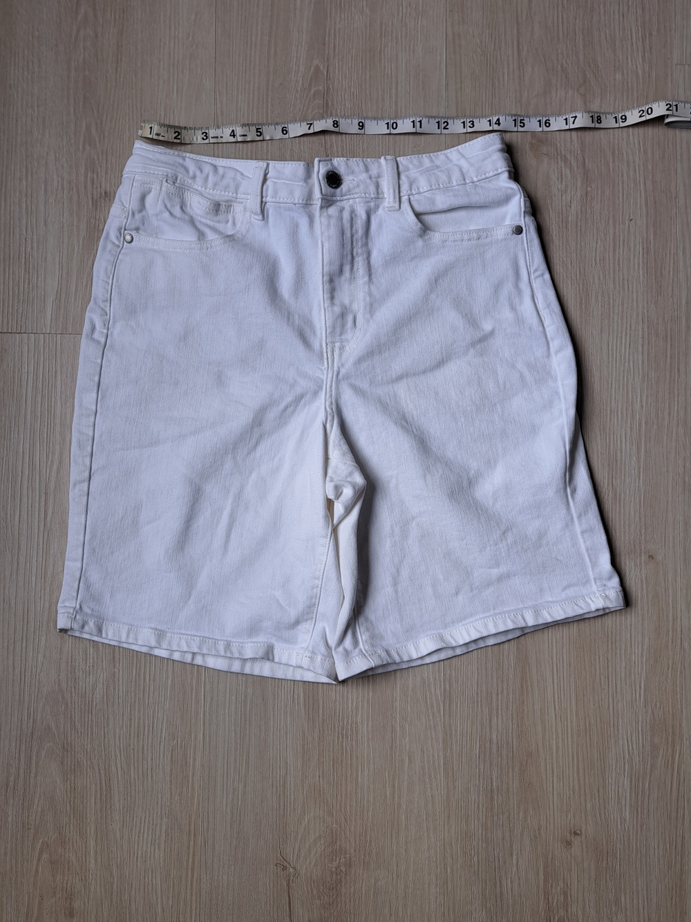 Wrangler White High-Rise Denim Bermuda Shorts